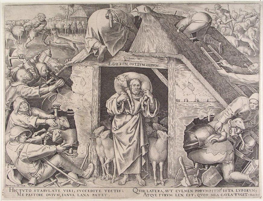Philips Galle,  naar Pieter Brueghel de Oude  De goede herder, 1565 H. : 20,8 ; L. : 29 cm Museum Boijmans Van Beuningen, Prenten
