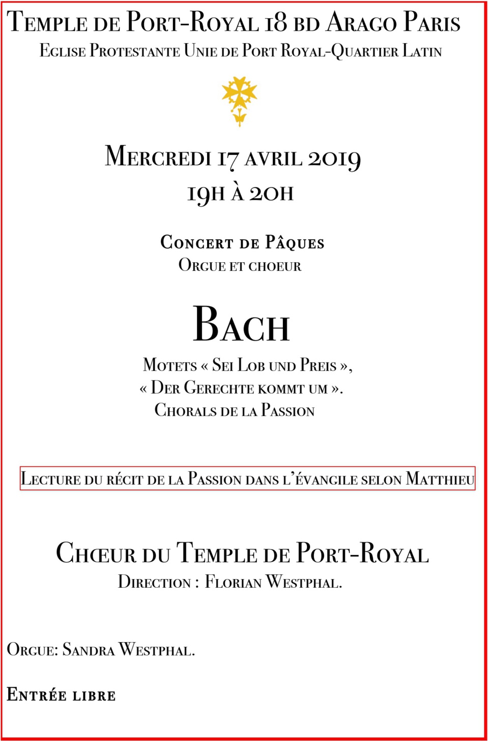 CONCERT DE PÂQUES CONCERT DE PÂQUES