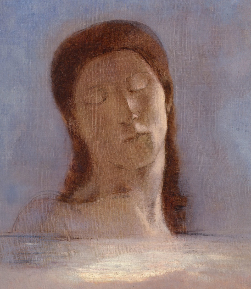 Odilon Redon, Les Yeux clos, 1890  Huile sur carton • 44 × 36 cm • Paris, musée d’Orsay • © Photo RMN (Musée d’Orsay) – Hervé Lewandowski