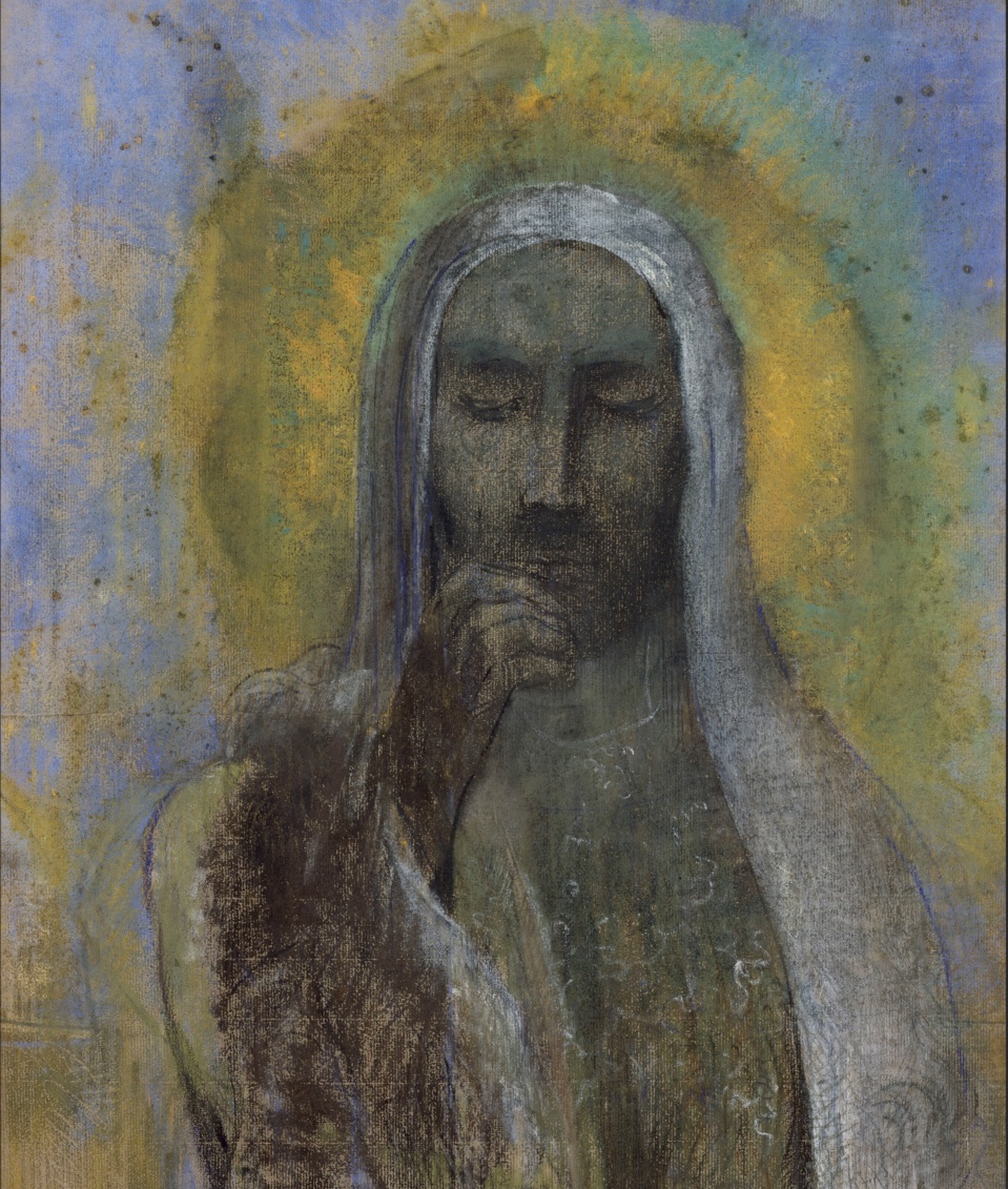 Odilon Redon, Le Christ du silence, vers 1895–1898  Pastel, carton, collé, fusain, papier beige • 59,5 × 47,5 cm • Coll. Petit Palais, musée des Beaux-Arts de la Ville de Paris, Paris • © RMN-Grand Palais / Agence Bulloz