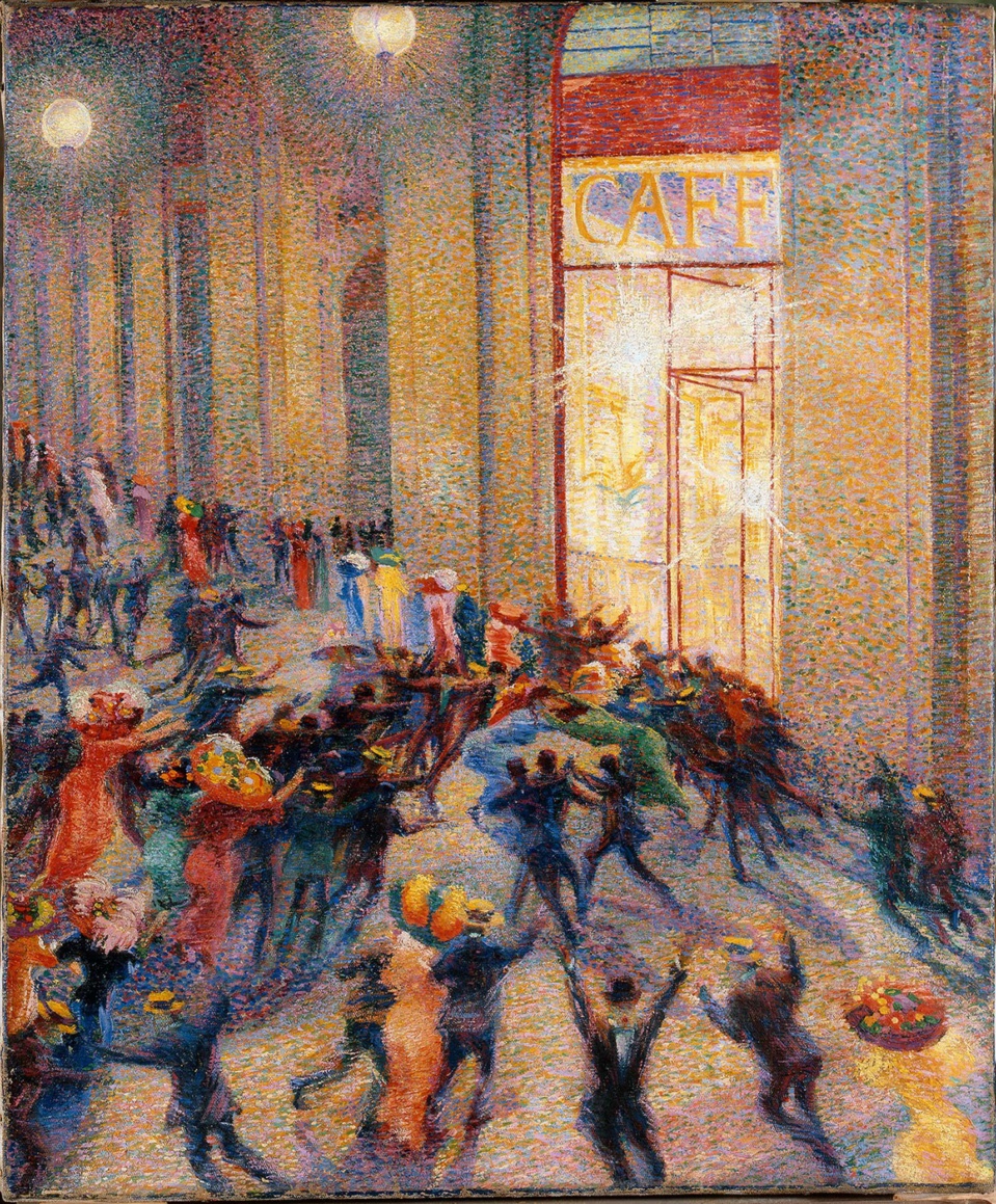 ATTENTION AU DÉCONFINEMENT  !Umberto Boccioni Emeutes sous les arcades ATTENTION AU DÉCONFINEMENT  !Umberto Boccioni Emeutes sous les arcades