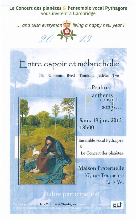 La belle affiche de ce concert à la maison fraternelle