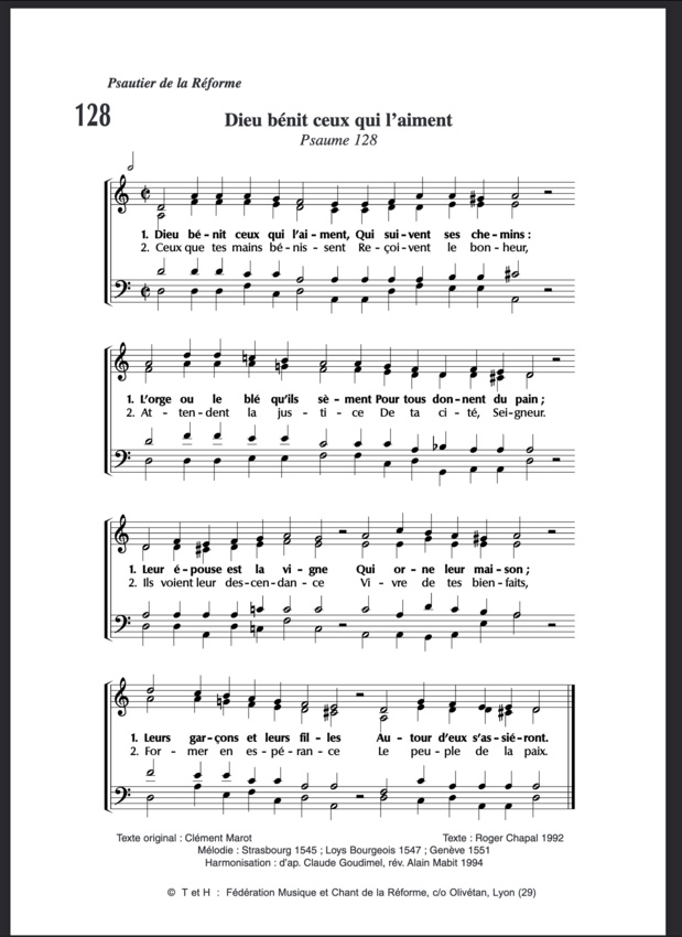 Partition du Psaume 128, cliquer pour agrandir Partition du Psaume 128, cliquer pour agrandir