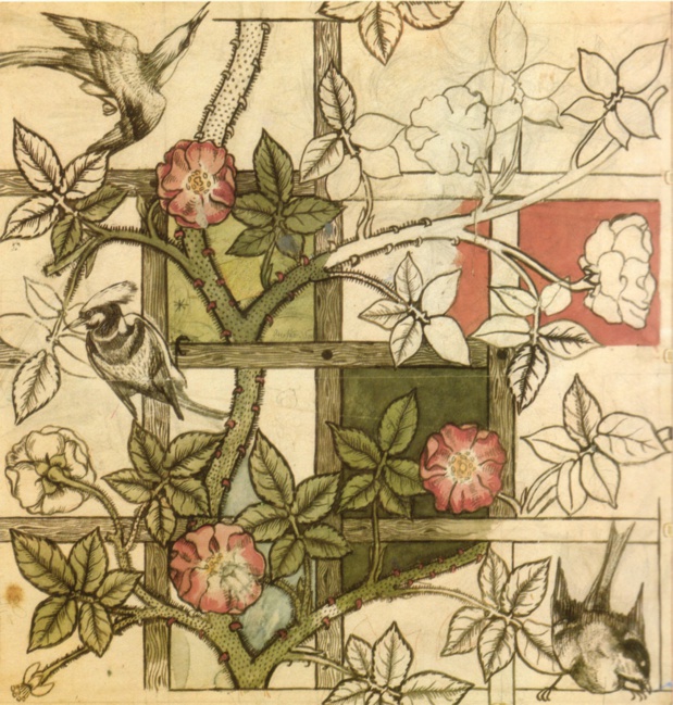 William Morris Le Voleur de fraise (Motif de fleurs et d’oiseaux); cliquez pour agrandir
