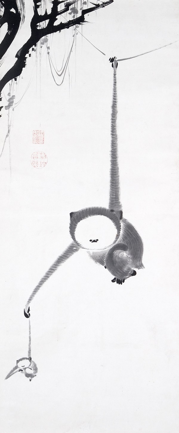 Itō Jakuchū Deux Gibbons Essayant d’Atteindre la Lune