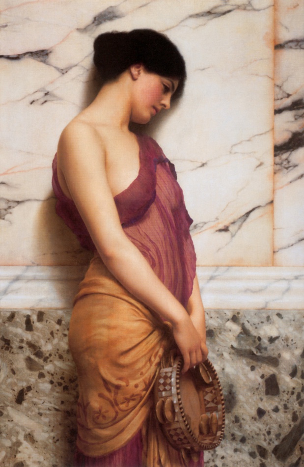 John William Godward La Fille au tambourin John William Godward La Fille au tambourin