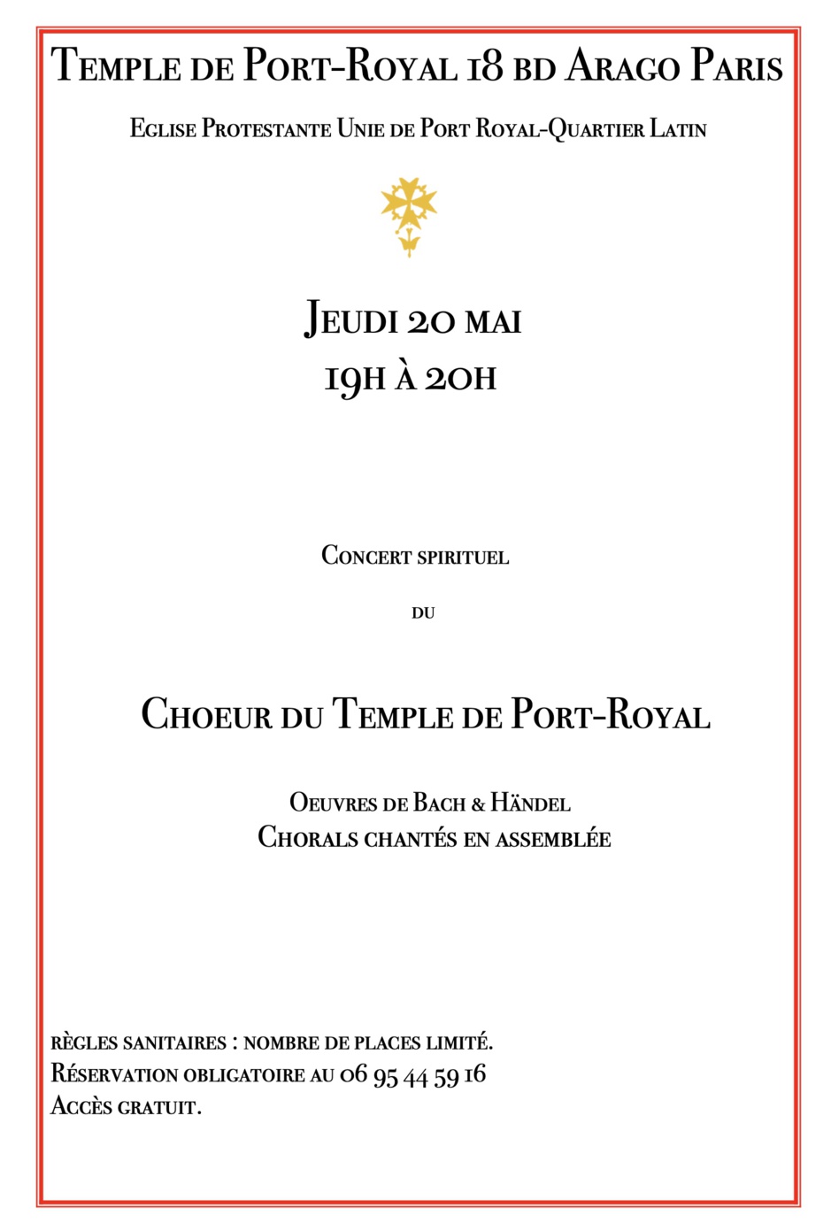 CONCERT DU TEMPLE DE PORT ROYAL CONCERT DU TEMPLE DE PORT ROYAL