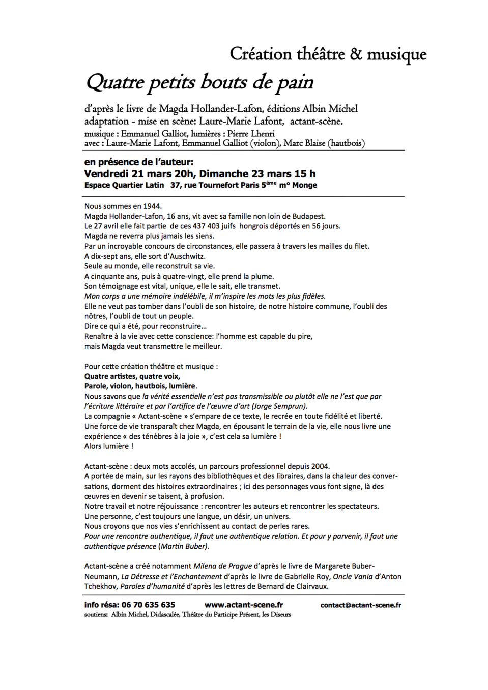 QUATRE PETITS BOUTS DE PAIN QUATRE PETITS BOUTS DE PAIN