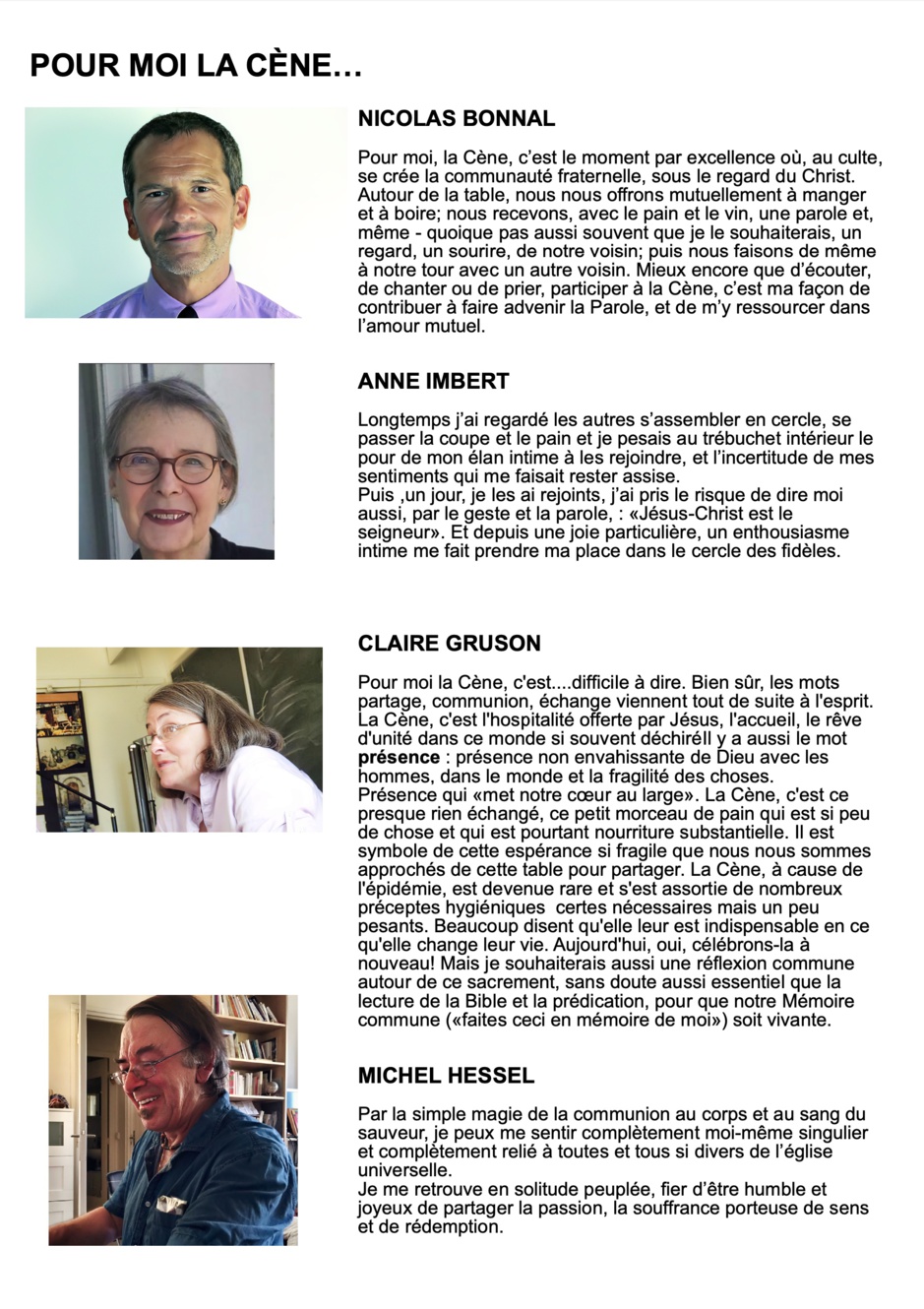 Témoignages de conseillers presbytéraux cliquer pour la netteté Témoignages de conseillers presbytéraux cliquer pour la netteté