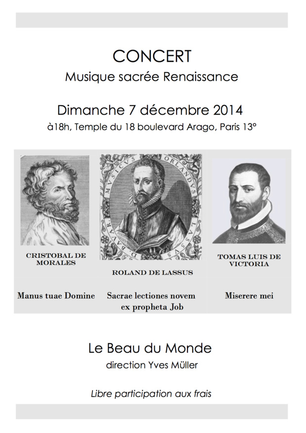 CONCERT RENAISSANCE 7 DECEMBRE TEMPLE CONCERT RENAISSANCE 7 DECEMBRE TEMPLE