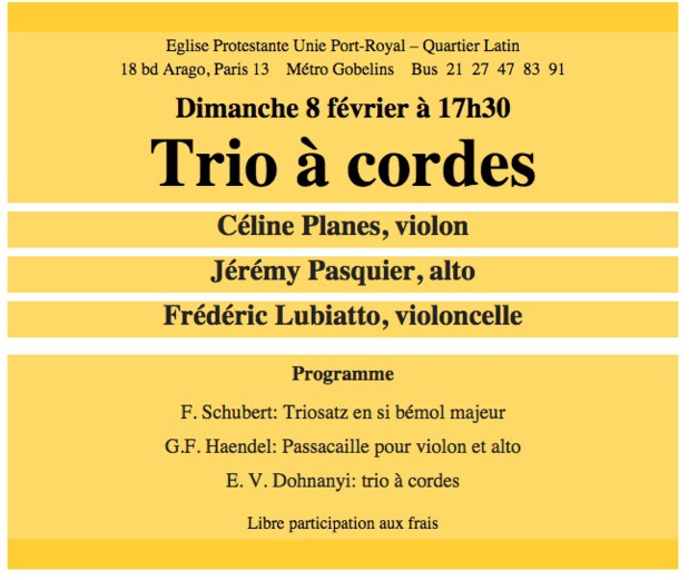 CONCERT DE PORT ROYAL 8 février 17H30-