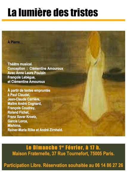 THEATRE MUSICAL DIMANCHE 1ER FEVRIER 17H MAISON FRATERNELLE-