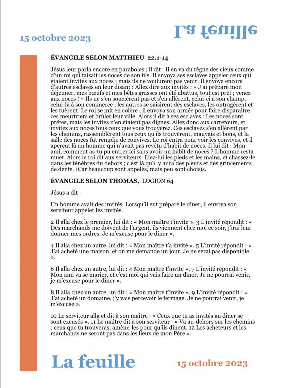 Culte Particulièrement Musical, à la maison fraternelle, le 15 octobre Culte Particulièrement Musical, à la maison fraternelle, le 15 octobre