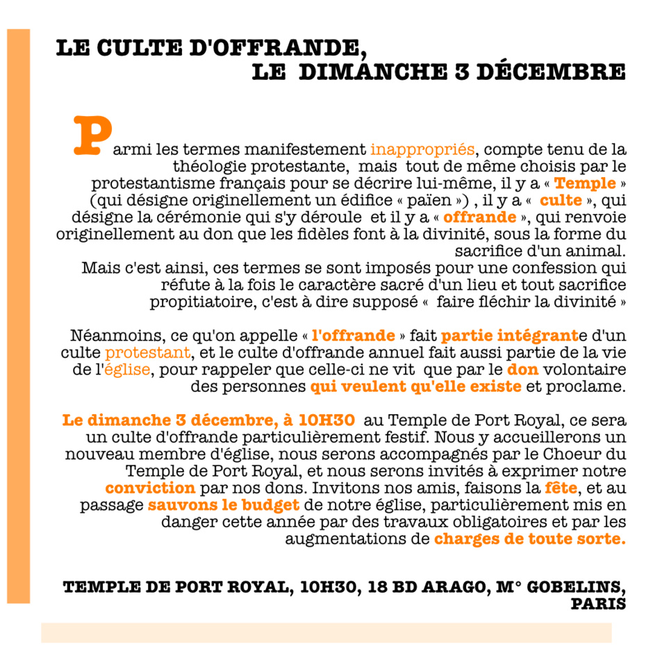 LE CULTE D'OFFRANDE LE CULTE D'OFFRANDE