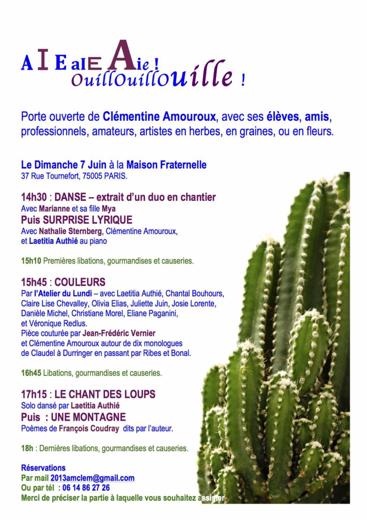 PORTE OUVERTE CLEMENTINE AMOUROUX - SPECTACLE ATELIERS DU LUNDI PORTE OUVERTE CLEMENTINE AMOUROUX - SPECTACLE ATELIERS DU LUNDI