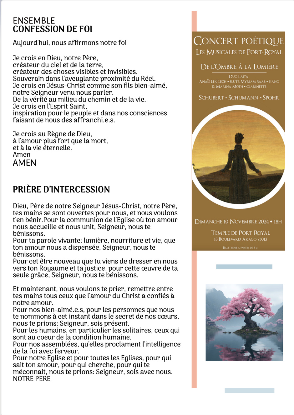 NOUVEAU : VOTRE FEUILLE DE CULTE POUR LE DIMANCHE SUIVANT NOUVEAU : VOTRE FEUILLE DE CULTE POUR LE DIMANCHE SUIVANT