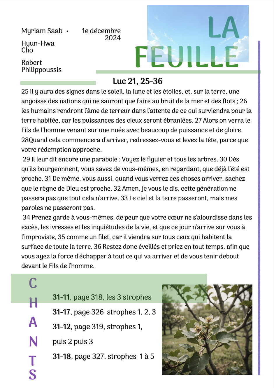 " RESTEZ ÉVEILLÉS", culte du 1e décembre 2024 " RESTEZ ÉVEILLÉS", culte du 1e décembre 2024