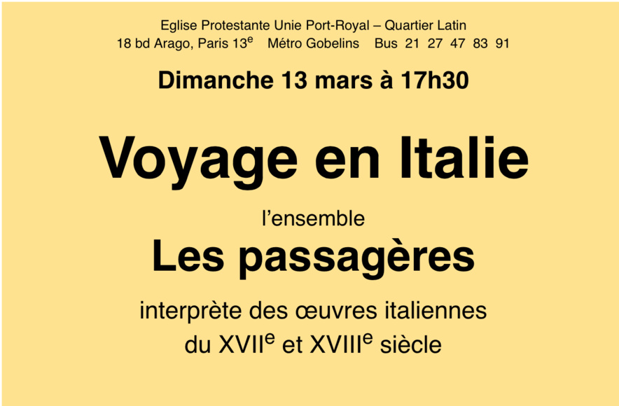 CONCERT TEMPLE LE 13 MARS 17H30