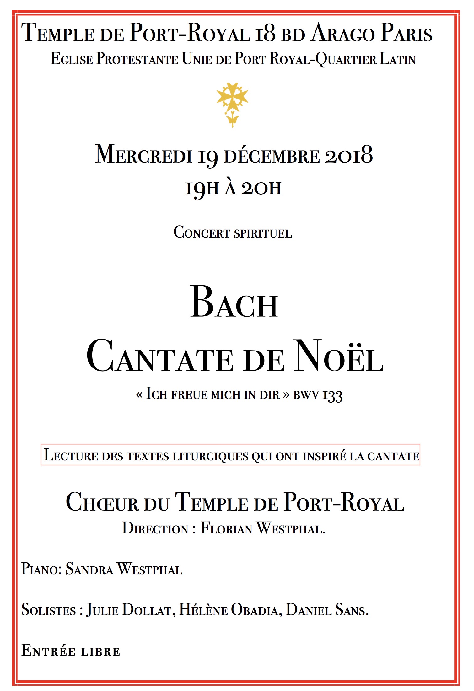 CONCERT DU CHOEUR DU TEMPLE