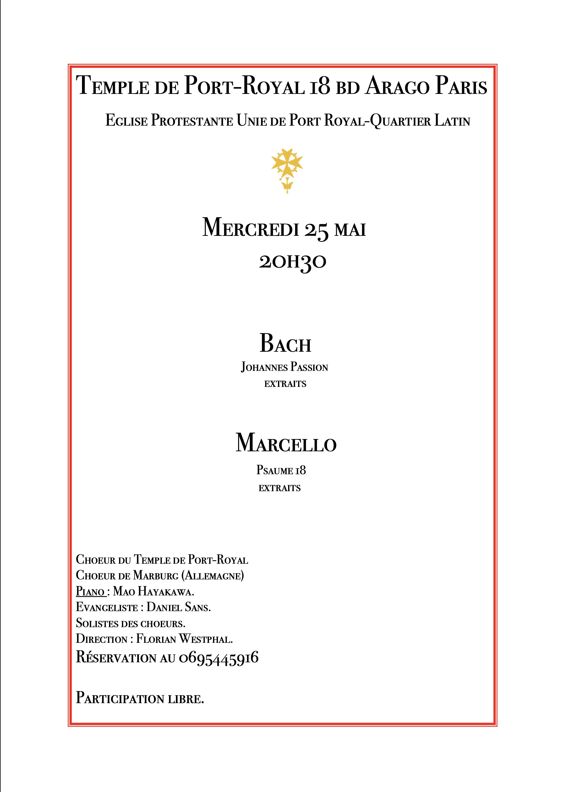 25 MAI ! CONCERT DU CHOEUR DU TEMPLE !