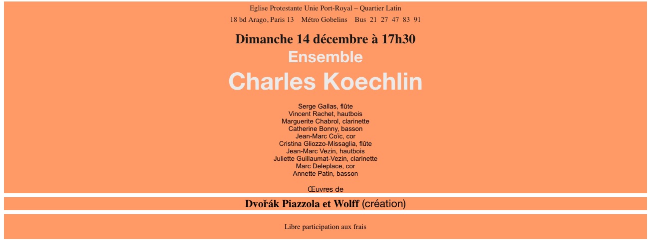 CONCERT LE 14 DECEMBRE AU TEMPLE - 17H30 !