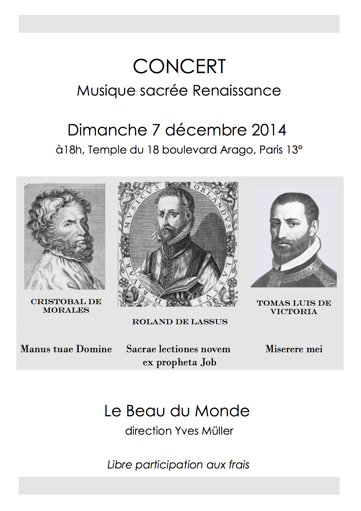 CONCERT RENAISSANCE 7 DECEMBRE TEMPLE
