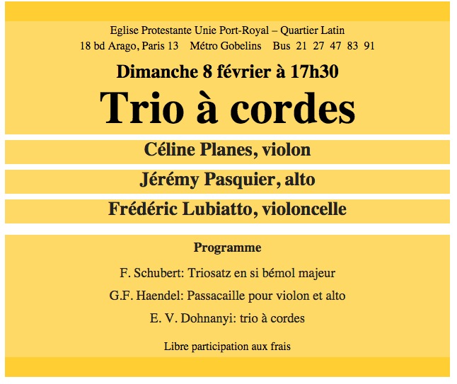 CONCERT DE PORT ROYAL 8 février 17H30-