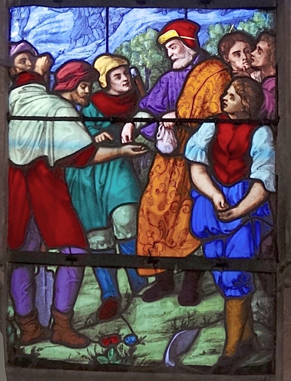 Vitrail sur la parabole des ouvriers de la 11 e heure Vitrail sur la parabole des ouvriers de la 11 e heure