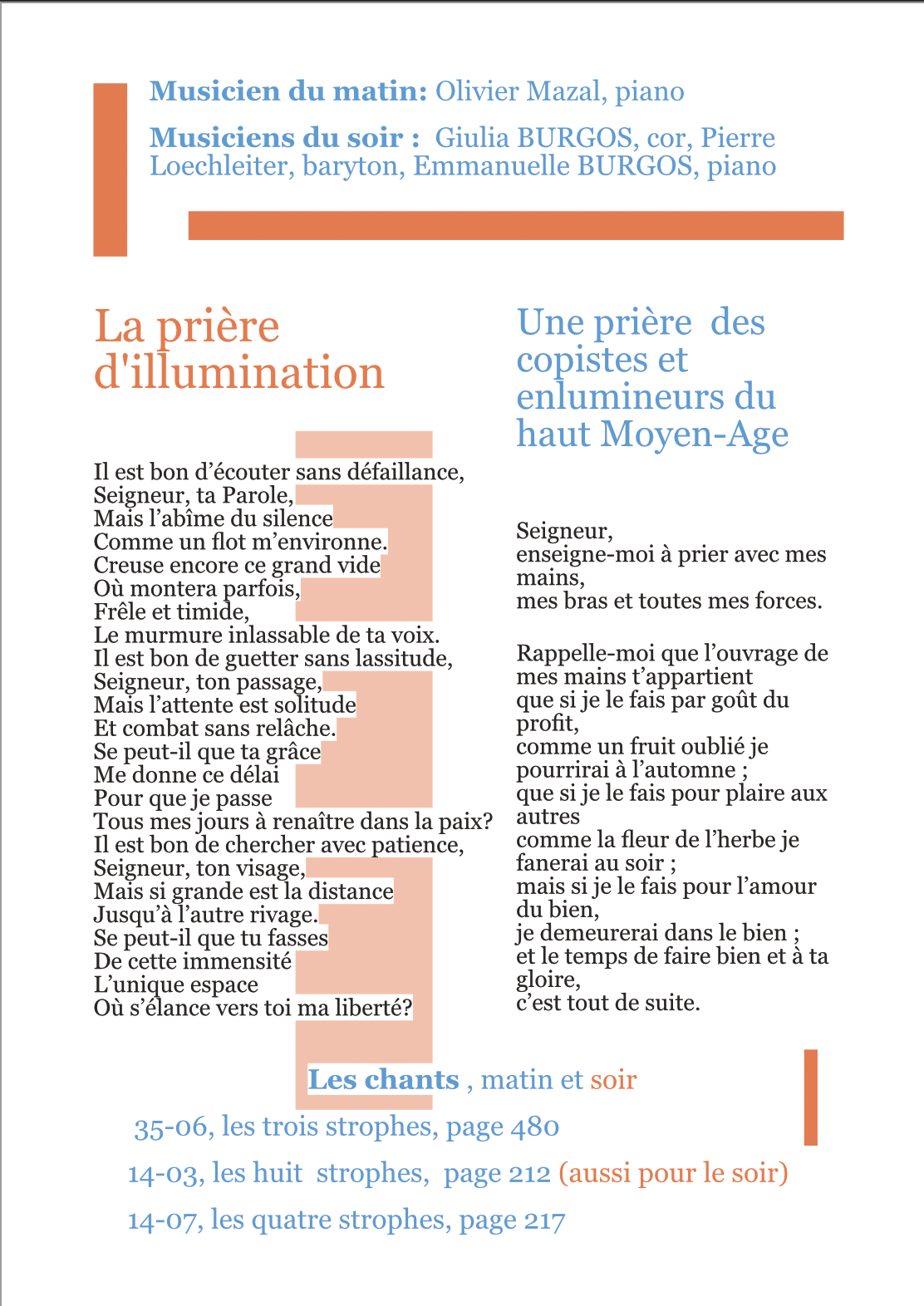 Culte Particulièrement Musical, à la maison fraternelle, le 15 octobre