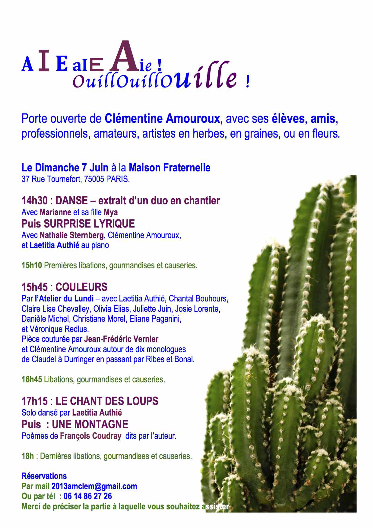 PORTE OUVERTE CLEMENTINE AMOUROUX - SPECTACLE ATELIERS DU LUNDI