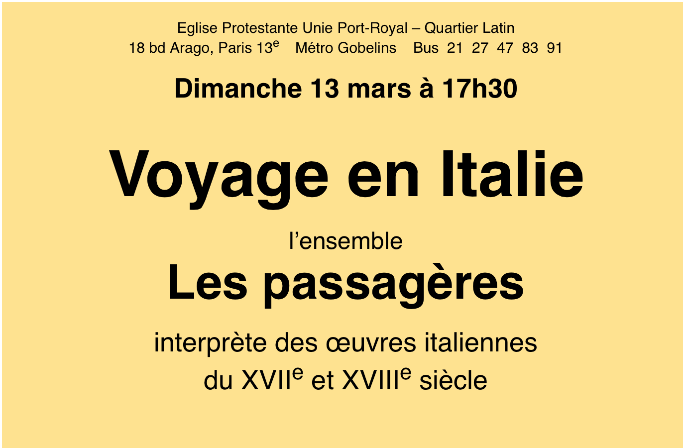 CONCERT TEMPLE LE 13 MARS 17H30